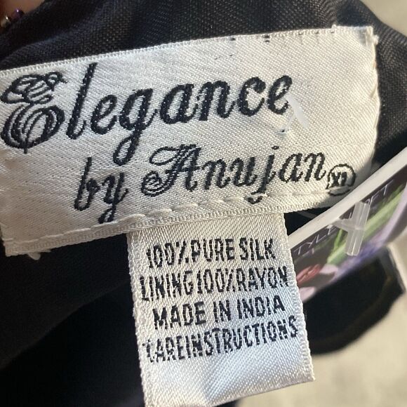 Elegance by Anujan Top Womens XL Black Vintage Sparkly Formal Silk Sequin - Picture 5 of 10